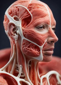 a woman's head and neck is shown with the muscles visible in this image