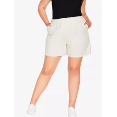 Nwt City Chic Sicilian Beige Linen Cotton Pocket Shorts Womens Trendy Resort Vacation Wear Plus Size 18 Color: Coconut Womens Plus Size: Medium (18) - Approximate Inseam: 5" Complete Your Resort Wear Collection With The Curve Loving Stylings Of Our Sicilian Short. Featuring A High Waist Cut, Relaxed Leg And Quality Linen And Cotton Blend, These Mini Shorts Are A Seamless Blend Of Functionality And Style. - Pull Up Style - Side Pockets - Mini Length - Elasticated Back Waist - Hook And Bar, Zip Fr Resort Wear Collection, Lace Trim Cami, Resort Vacation, Pocket Shorts, Vacation Wear, Shorts Womens, Mini Shorts, City Chic, Trendy Plus Size