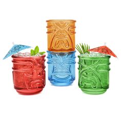 PRICES MAY VARY. UNIQUE TIKI GOD DESIGNS: Set includes 4 glasses, each uniquely designed to represent Polynesian deities like Kanaloa, Lono, Kū, and Kāne, adding cultural flair to your drinkware collection. STACKABLE TOTEM POLE STORAGE: Cleverly stack the glasses together to create a totem pole for compact and stylish storage when not in use. PREMIUM QUALITY CONSTRUCTION: Made from durable materials to withstand frequent use while maintaining clarity and elegance. IDEAL FOR TROPICAL COCKTAILS: P Tiki Glasses, Tiki Bar Decor, Tiki Drinks, Drinkware Sets, Cocktail Glassware, Tropical Drink, Tiny Prints, Totem Pole, Bar Glassware