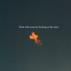 an orange cloud floating in the sky with a quote above it that reads, dead within seems by looking at the stars