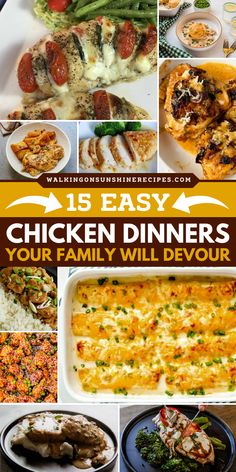 I'm here to help you conquer the dinnertime dilemma with this collection of easy chicken dinners your family will devour. Different Chicken Recipes, Easy Main Course Recipes, Holiday Dinner Recipes, Favorite Recipes Chicken, Chicken Dinners, Favorite Chicken, Main Course Recipes, Easy Weeknight Dinners, Dinner Dishes