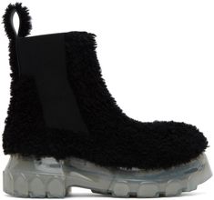 Rick Owens: Black Beatle Bozo Tractor Boots | SSENSE Bozo Tractor Boots, Rick Owens Boots, Clear Heel Shoes, Shearling Boots, Clear Heels, Boot Brands, Rick Owens, Online Shopping Clothes, Tractor