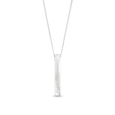 Chic and trendy, this personalized necklace has a four-sided bar with room for a name or word on each side. How will you make it your own? Made in responsibly sourced, nickel-free 925 sterling silver for everyday wear. Chain Length: 18 in. Chain Width: 1 mm Character Limit: 1- 13 (side each) Vertical Bar Necklace, A Name, Personalized Necklace, Bar Necklace, Chain Lengths, Chain Length, Personalized Jewelry, Silver Chain, Everyday Wear