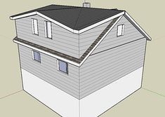 a drawing of a two story house with an attached porch and dormer on the second floor