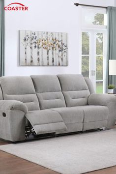 a living room scene with focus on the reclining sofa