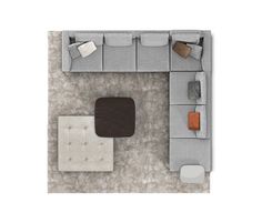 an overhead view of a living room with furniture