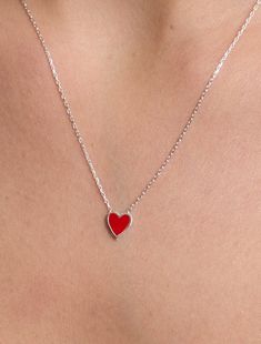 Discover our charming Red Heart Necklace, a perfect blend of minimalist elegance and timeless style. This 14K Solid Gold Necklace features a tiny heart pendant, making it an ideal Valentine's Day gift for her. Designed as a delicate heart silver choker, this piece adds a touch of love and sophistication to any outfit, ensuring it becomes a cherished addition to her jewelry collection.  🌸 Ideal for those seeking a special, handmade gift, our silver bracelets radiate appreciation and admiration. White Gold Necklaces For Valentine's Day, Valentine's Day White Gold Necklace, Bracelet Stands, Red Heart Necklace, Pendant Making, Solid Gold Necklace, Silver Choker, Valentines Day Gifts For Her, Tiny Heart