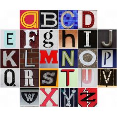 the letters are made up of different colors and sizes