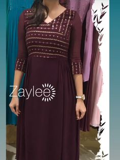 Georgette Churidar Design, Georgette Kurtis, Long Blouse Designs, Simple Kurta Designs, Simple Kurti Designs