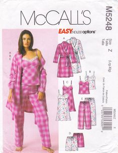 This McCall's sewing pattern was designed in 2006. It makes robe, top nightgown and pajamas in two lengths. Sizes L XL: Bust 38 to 44   ---   Waist 30 to 37   ---   Hip 40 To 46. It is unused and still in factory folds. The instructions are present. The envelope is in good condition. To see more lingerie patterns: https://www.etsy.com/shop/studioGpatterns?section_id=6940927 To visit my shop: https://www.etsy.com/shop/studioGpatterns Buzz Lightyear Costume, Nightgown Pattern, Top Sewing, Belt Top, Pants Sewing Pattern, Mccalls Sewing Patterns, Women's Robe, Top Sewing Pattern, Vogue Patterns