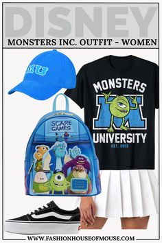 Wondering what to wear to Disney this summer? This blog post shares 4 cute and comfortable Monsters Inc and Monsters University inspired Disney outfits you'll love! From Sulley and Mike Wazowski to little Boo, you're sure to find something that fits your style. Inspired Disney Outfits, House Of Mouse, What To Wear To Disney, Downtown Street, Disney Family Vacation Shirts, Girls Gift Guide