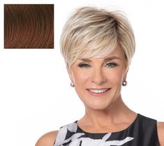 Embrace the short hair trend (without the commitment!), with this Toni Brattin Popular Pixie wig, featuring a precision allover layered cut with a tapered neckline and close fitting sides.  A specially designed wig cap can be easily adjusted for a custom fit. Additional comfort features include a wide velvet band at the front hairline, open wefting on top, and adjustable sizing tabs in the neckline for a comfortable and secure fit. All Toni Brattin wigs have the look and feel of natural hair.  H Short Cut Wigs, Pixie Wig, Shaggy Short Hair, Layered Cut, Short Hair Trends, Medium Blonde, Hair Trend, Short Cut, Brown To Blonde