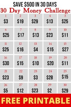 a table with the price of savings for $ 50 in 30 days