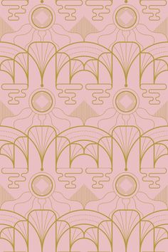 a pink and gold art deco wallpaper