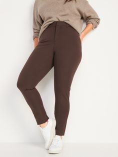 "The Pixie pants you love, now in a more flattering fit & fabric.  Double hook-and-bar closure and zip fly.  Diagonal on-seam pockets in front; decorative welt faux-pockets in back.  Smoothing pocket lining holds you in for a slimming effect.  Soft-w Solid Ankle-length Pants With Hip Pockets, Old Navy Pixie Pants Outfit, Stretch Ankle-length Pants With Hip Pockets, Fitted Ankle-length Pants With Patch Pockets, Old Navy Pixie Pants, Plus Size 20, Pixie Pants, Old Navy Women, Ankle Pants