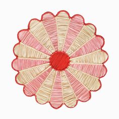 a drawing of a pink flower with red center