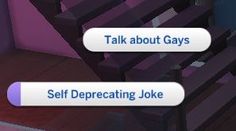 an animated video game with text that reads talk about gays self deprecting joke