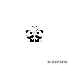 two panda bears face to face with each other in black and white, on a white background