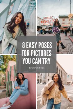 the 8 easy poses for pictures you can try in this collage with text overlay