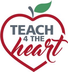 an apple with the words teach 4 the heart