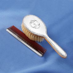 Single Initial - Gorham "Chantilly" Girl's Silver Personalized Brush, Comb Set. Only the best for your little girl's first precious locks. This set from Gorham's "Chantilly" collection features a sterling silver comb and brush, made with boar's hair bristles. The brush can be personalized with a single initial in block or script type. FREE engraving. Made in USA. Hand wash. Brush measures 5 3/4"L. Comb measures 4 1/2"L. Item(s) are safely and securely packaged. Credit Card Images, Vintage Pearl Jewelry, Boar Hair Brush, Brush And Comb Set, Pearl Jewelry Shop, Brush And Comb, Hair Brush Set, Pearl Strands Necklace, Comb Set