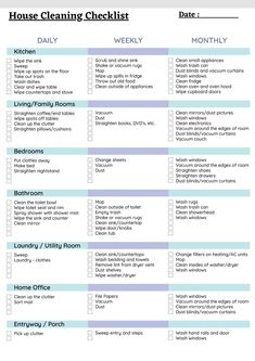 Cleaning Checklist * House Cleaning Checklist * Work Order * Cleanup Service * Printable PDF digitalplannercommunity #onplanners #scheduleplanner🤤 Clean Up Checklist, Clean List, Cleaning Checklist Printable, Deep Cleaning Checklist, Residential Cleaning, Weekly Cleaning