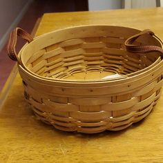 a basket sitting on top of a wooden table