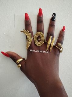 Wholesale of 5 brass rings Afro Jewelry, Rings Big, Dope Jewelry Accessories, Rings Boho, Mob Wife, Brass Rings, Nail Ring, Dope Jewelry, Jewelry Fashion Trends