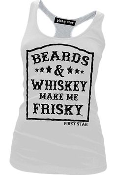 Pinky Star Women's Beards And Whiskey Racerback Tank Top - Black Luxury Lifestyle Women, Star Clothing, Sweet Clothes, Cute Shirt Designs, Pink Stars, White Tank Top, White Tank