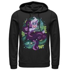 Under the sea lives the evil sea witch Ursula! Upgrade your wardrobe with this Men's Disney The Little Mermaid Hoodie featuring a hand-painted look! Â© Disney Under the sea lives the evil sea witch Ursula! Upgrade your wardrobe with this Men's Disney The Little Mermaid Hoodie featuring a hand-painted look! Â© Disney Long sleeves Attached hood Adjustable drawstrings 1 kangaroo pocket FABRIC & CARE Cotton, Polyester Machine wash Imported Size: XXL. Color: Black. Gender: male. Age Group: adult. Ursula Sea Witch, The Little Mermaid Ursula, Witch Painting, Star Wars Hoodie, Hoodie Images, Painting Hoodie, Disney The Little Mermaid, Graphic Material, Disney Gift