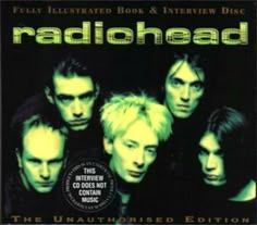 the radiohead album cover with an image of four men in black and green colors