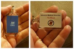 two pictures of a person holding a keychain that says jw org