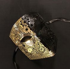 Masquerade Ball Men, Black And Gold Masquerade Mask, Gold Masquerade Mask, Black Masquerade Mask, Mask Venetian, Luxury Mask, Mens Masquerade Mask, Black And Gold Aesthetic, Mask Ideas