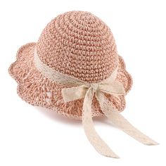 PRICES MAY VARY. MATERIAL：This baby straw hat is made with 100% Paper,high quality and breathable,allows heat to escape and air to flow.This is the perfect style summer hat for your children. SIZE：The baby girl sun hat is suitable for 3-6 years baby girls.The cap circumference is 52cm/20.5”.The size of the girl sun hat can be adjusted, the inside of the hat has an adjustment rope, can be adjusted according to the size of baby’s head circumference. HAND MADE：Kids straw hat is carefully woven by h Vacation Crochet Pink Sun Hat, Crochet Sun Hat Free Pattern Children, Summer Beach Hats, Pink Crochet Beach Hat One Size, Pink Crochet Sun Hat, Pink Adjustable Crochet Sun Hat, Baby Sun Hat Girl, Crochet Baby Cap, Girls Sun Hat