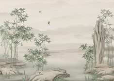 Bamboo Mural, Gray Painted Walls, Pattern Landscape, Woven Wall Art, Chinoiserie Wallpaper, Cute Simple Wallpapers, Game Concept Art, Simple Wallpapers