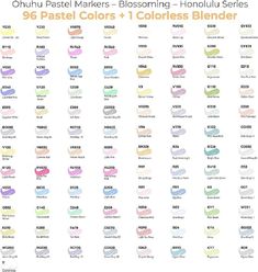 the color scheme for pastel markers is shown in different colors and sizes, including one with