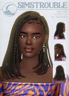 Sims 4 Cc Hair Braids, Sims 4 Afro Hair, Protective Braids, Mod Hair, Cc Hair, Gorgeous Braids, Scrub Corpo