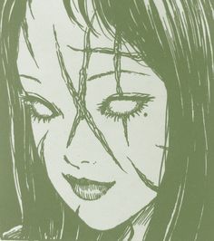 a drawing of a woman's face with her eyes closed and hair pulled back