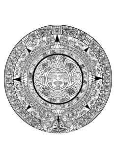 a drawing of an ancient circle with animals and symbols on the inside, in black and white