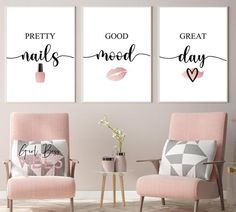 Pink Salon Decor, Nail Studio Decor, Makeup Decor, Nail Salon Interior Design, Nail Salon Interior, Salon Wall Art, Home Nail Salon, Nail Salon Decor