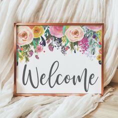 Welcome Entryway sign, Living room poster wall decor, Home decor, Boho Floral Welcome Print or Printable Downloadable. Living Room Poster, Bohemian Wall Art, Bohemian Wall, Welcome Poster, Room Posters, Boho Floral