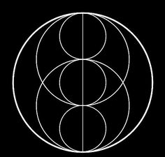 an image of three circles in the middle of a black circle with white lines on it