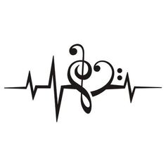 a music note with a treble in the shape of a heart