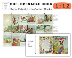 an openable book with pictures of peter rabbit and other children's books on it