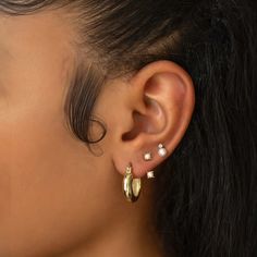 These thick hoop earrings are the perfect everyday earrings. Easy to put on and take off.| Lead and Nickel free.Sold as a PAIR Gold Vermeil (Thick layer of Gold plated over Sterling Silver) 20x5.4mm(0.8x0.2in) Latch closure #E466-G Gold Hoop Earrings Aesthetic, Pearl Earring Jacket, Tiny Gold Hoop Earrings, Hoop Earrings Aesthetic, Earring Jacket, Thick Hoop Earrings, Medium Hoop Earrings, Tiny Hoop Earrings, Earring Jackets