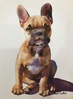 a painting of a dog sitting on the ground