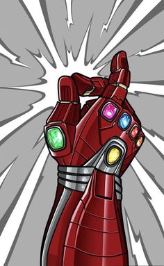 an iron man glove is shown in this comic style image, with the light on it's fingers