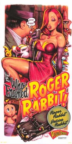 the poster for roger rabbit's movie, who framed roger rabbit? is in red