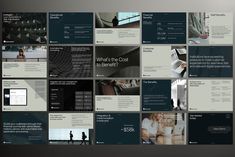 a series of presentation slides with people working on laptops and other things in the background