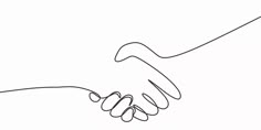 one line drawing of two hands holding each other